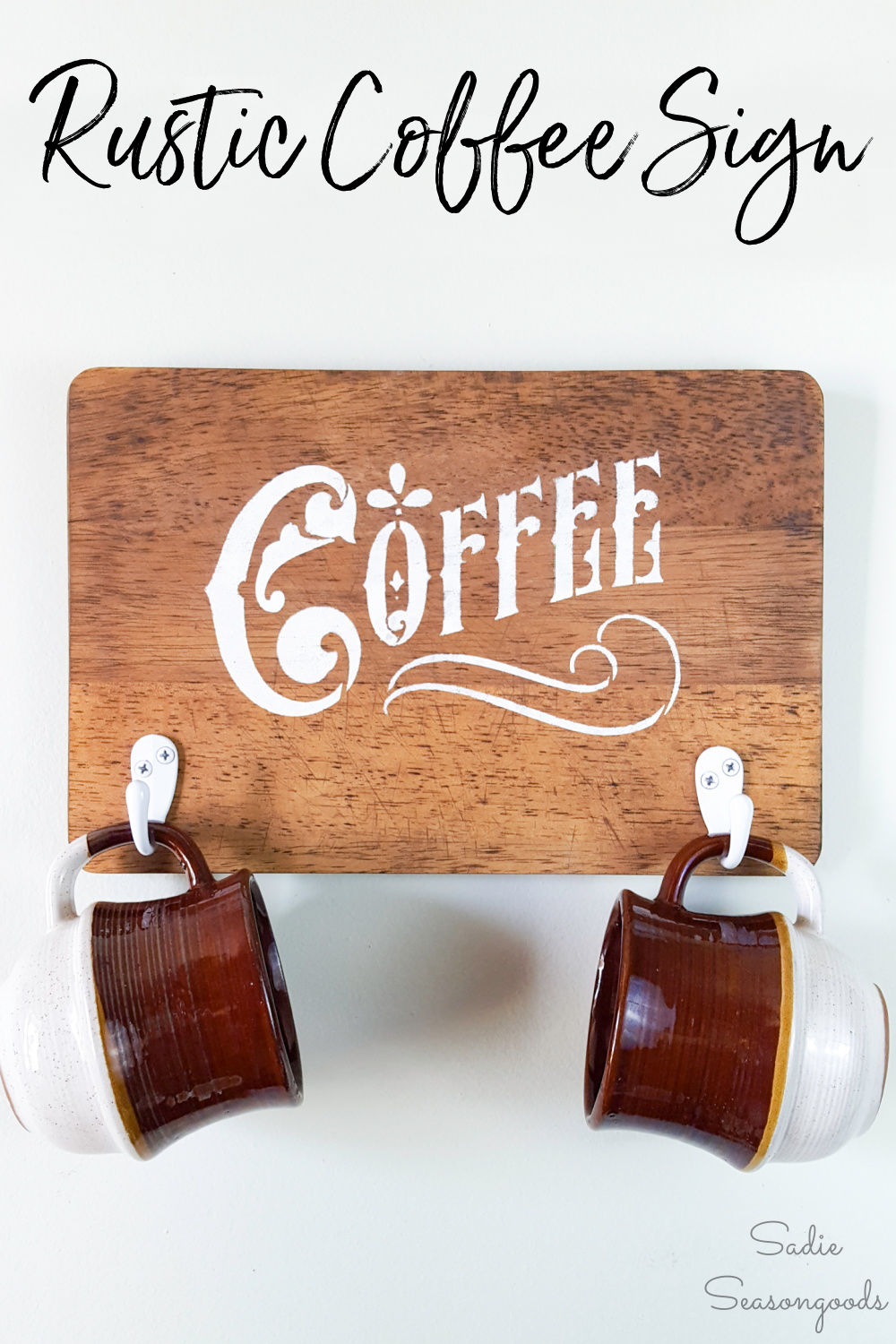 Farmhouse coffee sign on a cutting board