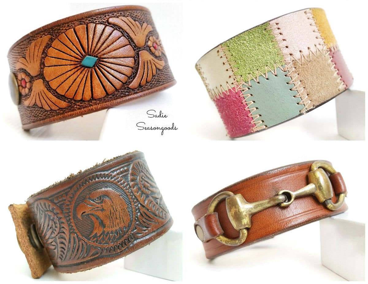 leather cuffs from old belts