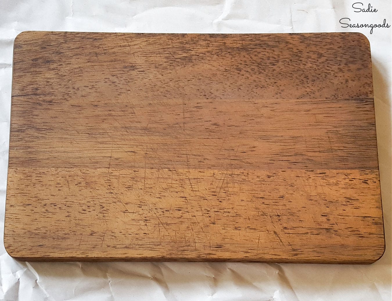 Wood stained cutting board for coffee sign decor