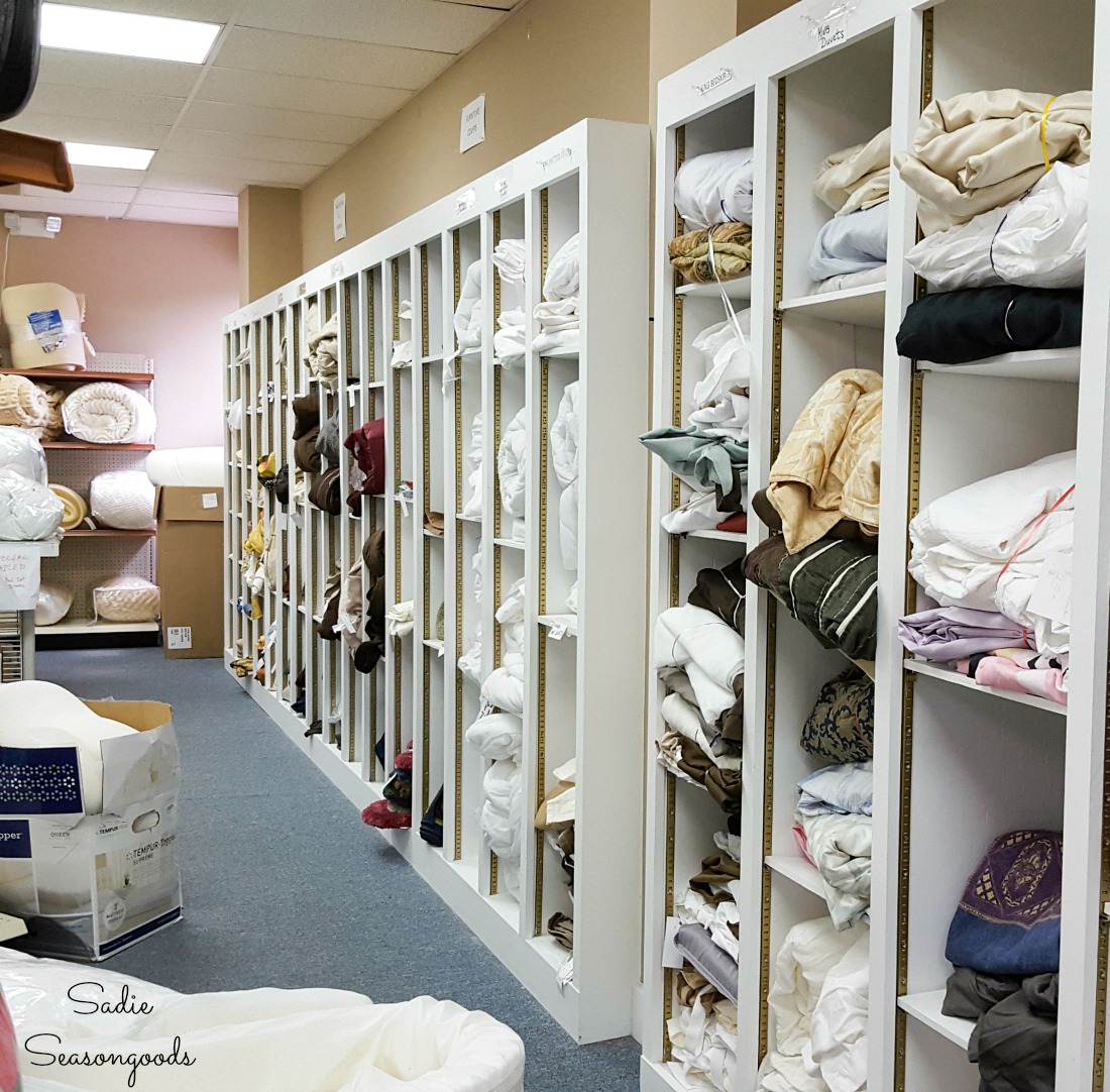 Linens and sheets at a thrift store for a ghost decoration