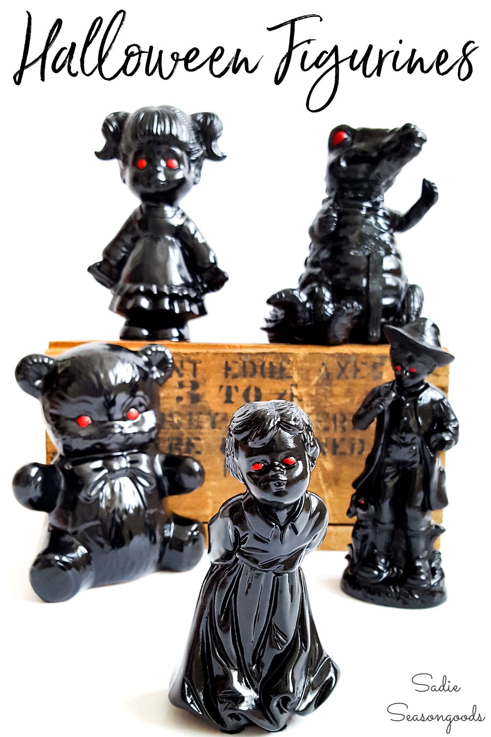 spooky decor with halloween figurines