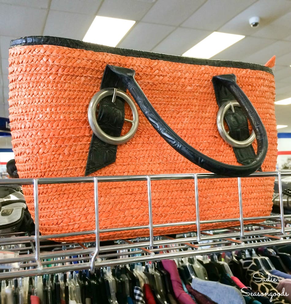 Straw tote at a Goodwill thrift store