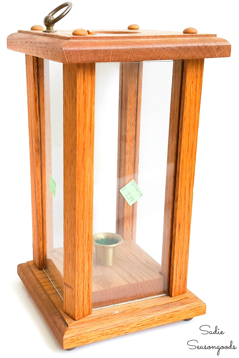 Wood hurricane lantern for upcycle crafts