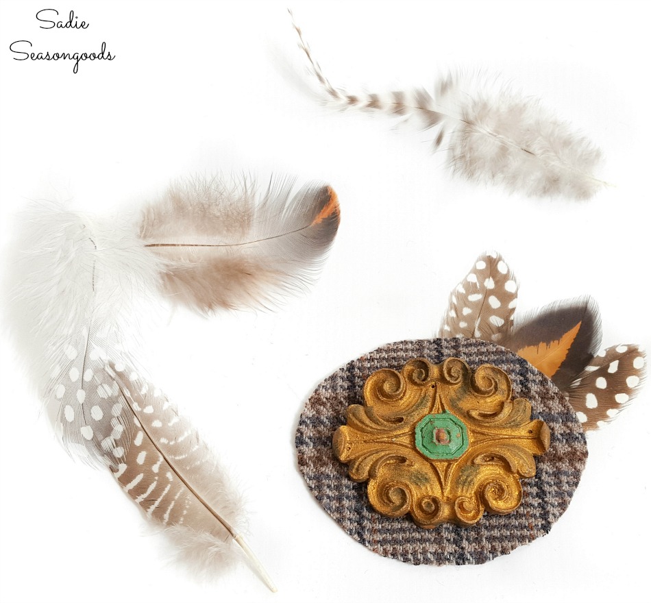 Cruelty free feathers on statement brooches