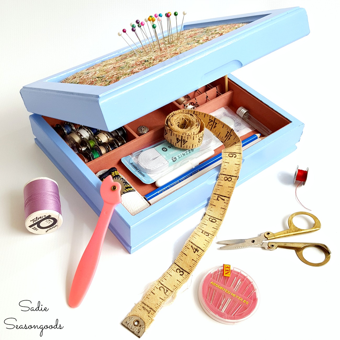 Sewing Box by Upcycling a Valet Box or Jewelry Box