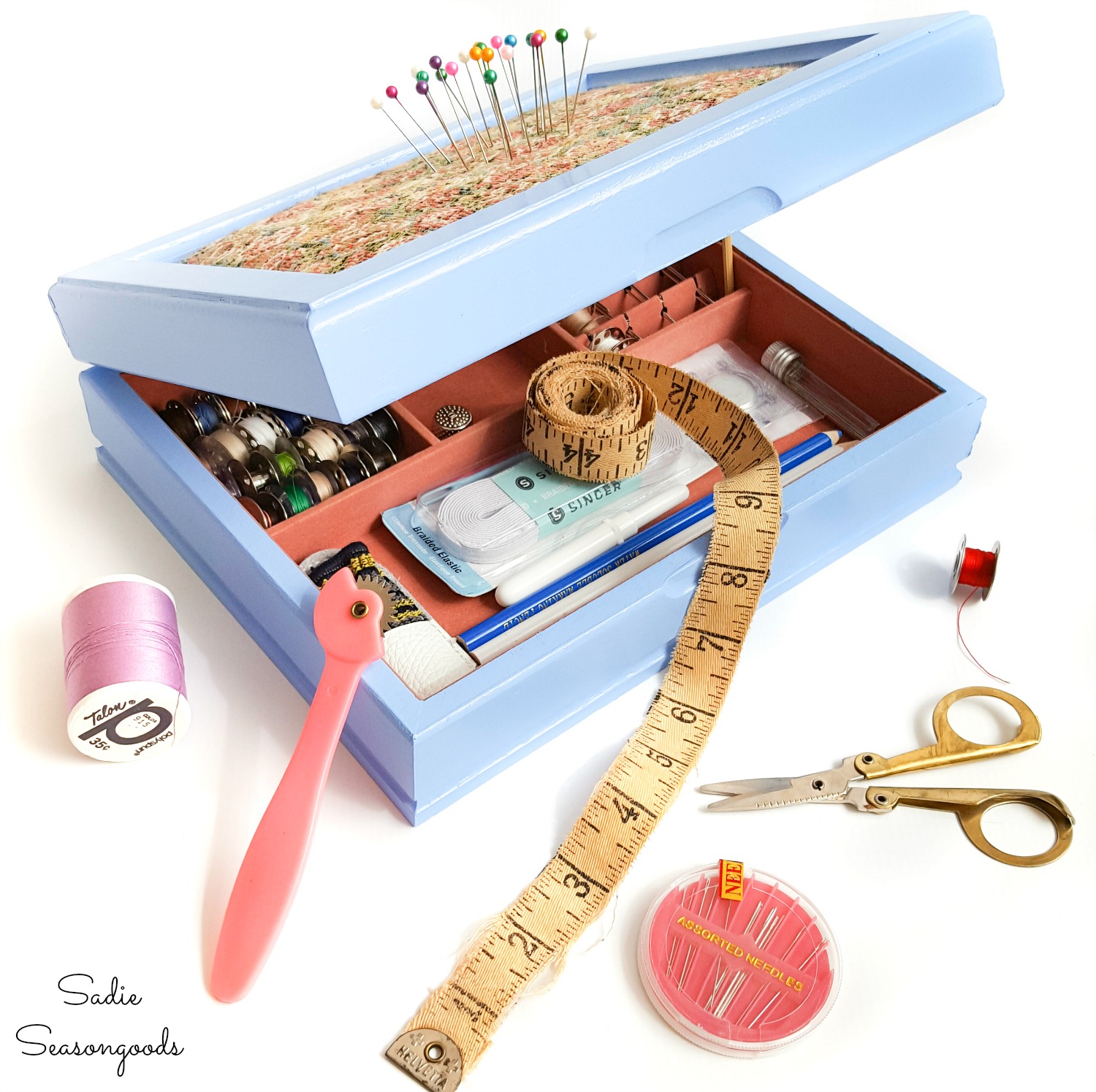 Upcycling a Vintage Jewelry Box as a Sewing Starter Kit