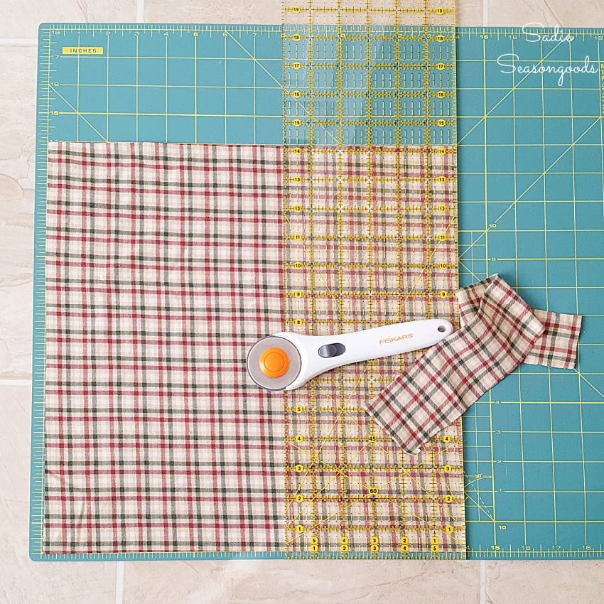 Cutting out flannel fabric for a draft blocker