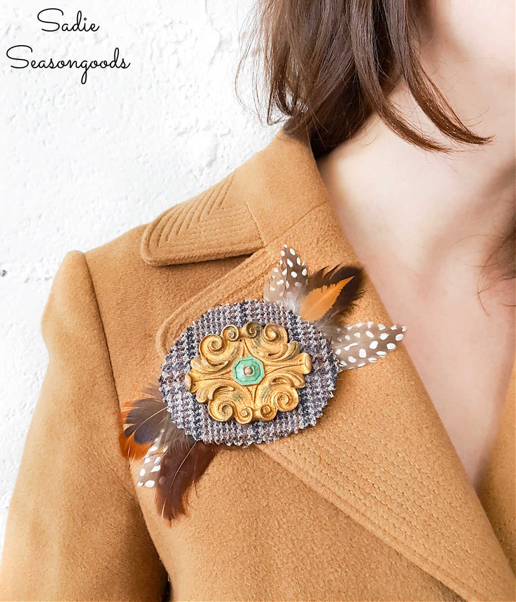 diy jewelry from a tweed sportcoat