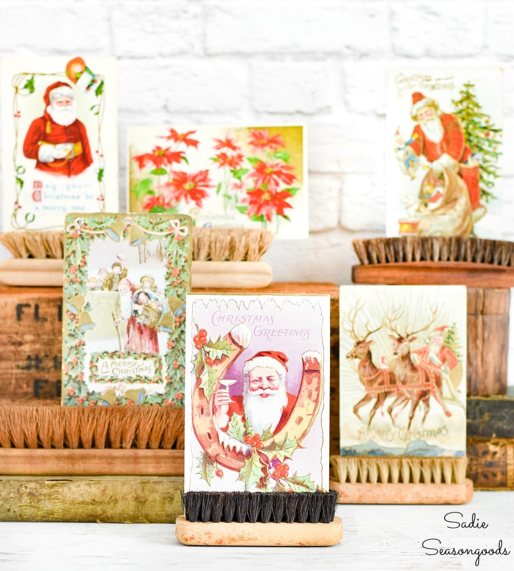 Display ideas for vintage Christmas postcards