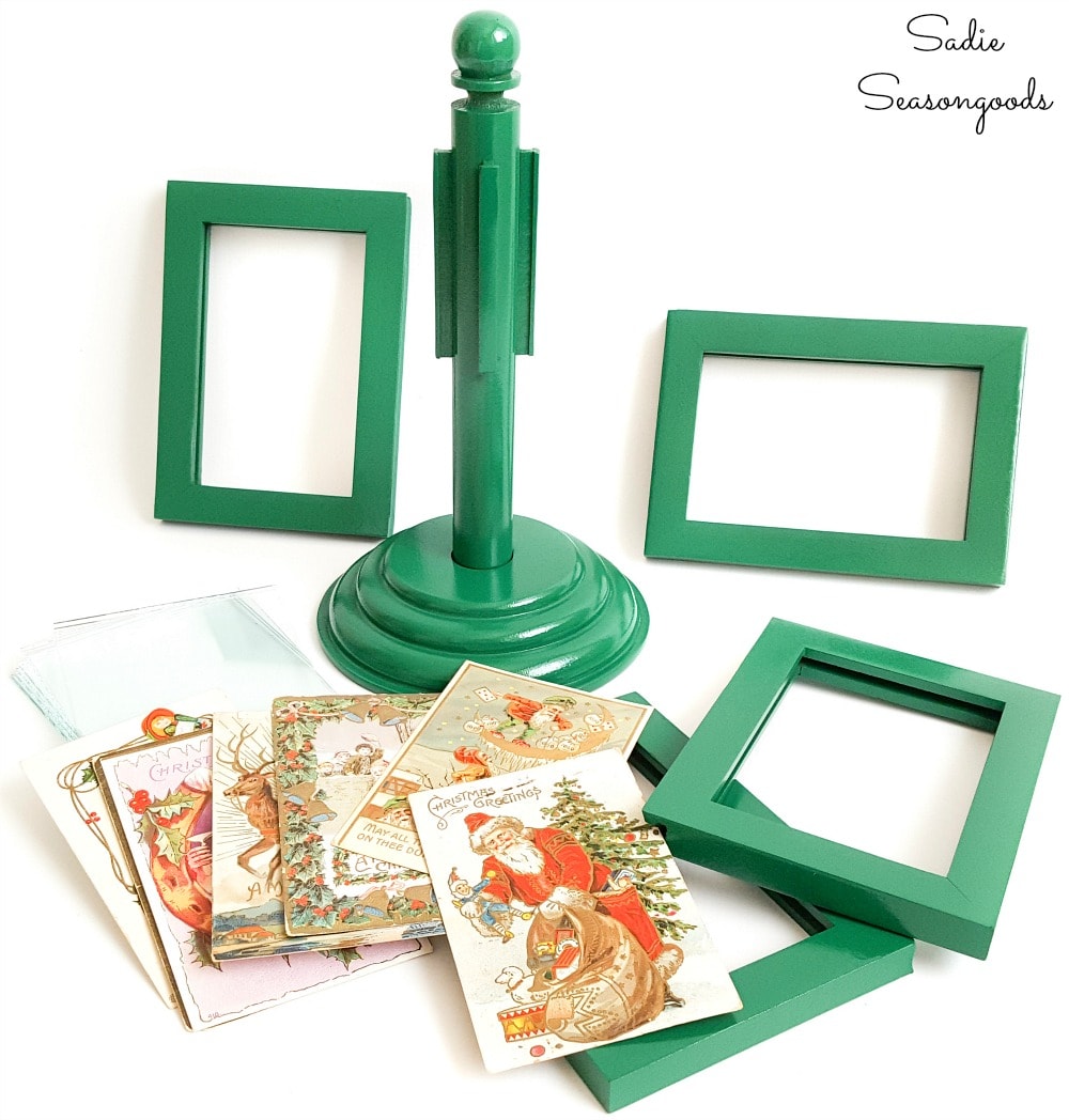 Framing vintage postcards in a rotating picture frame