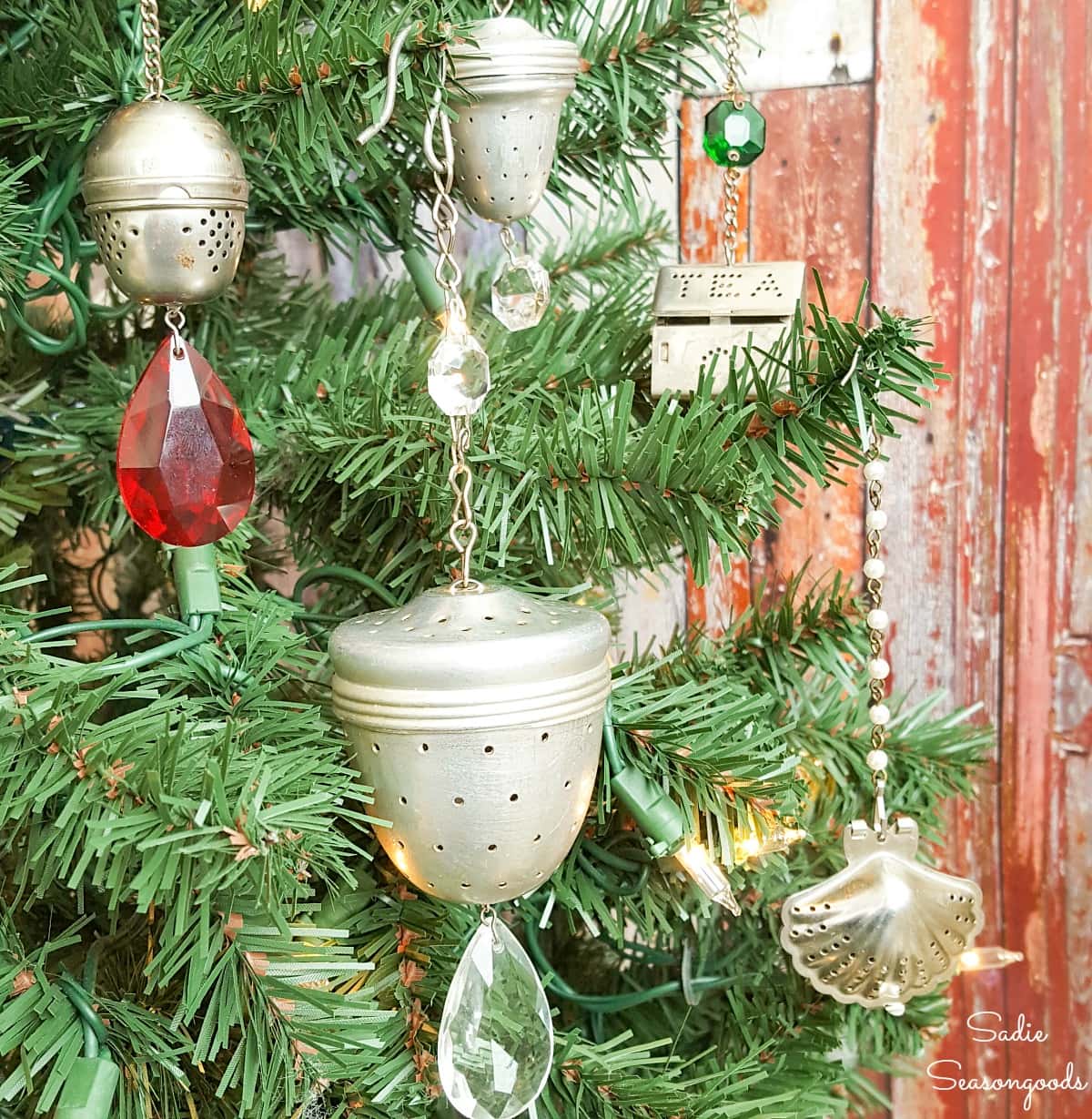 Loose leaf tea strainers as Christmas ornaments