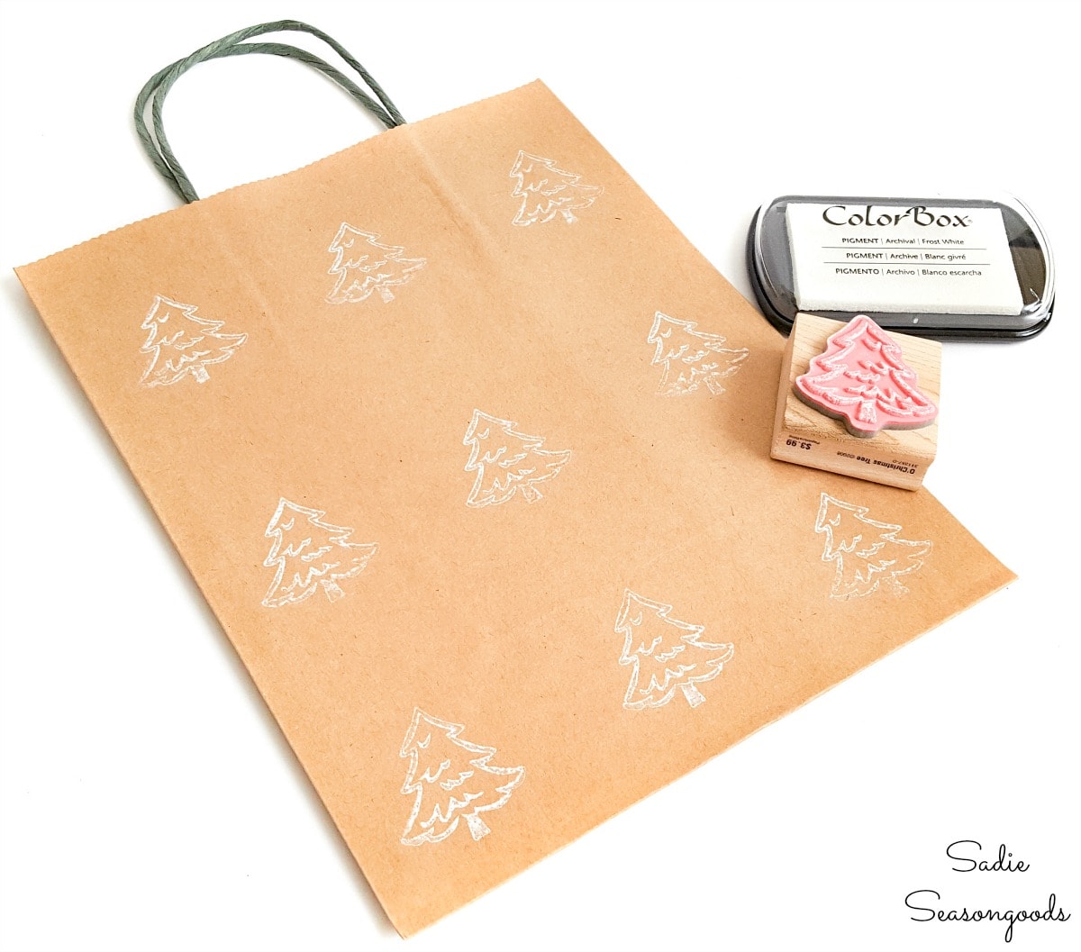 Rubber stamping on eco friendly gift bags