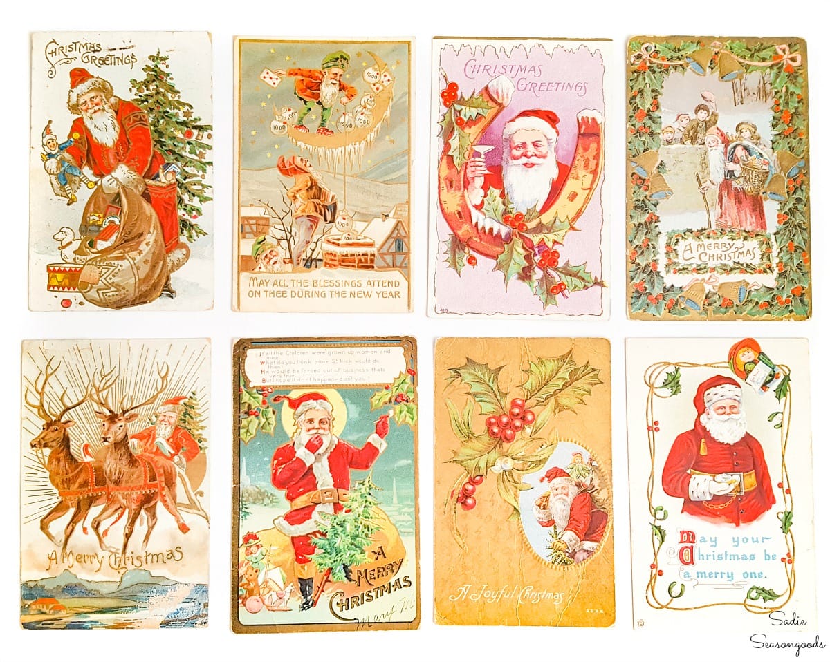 Vintage Christmas postcards to display