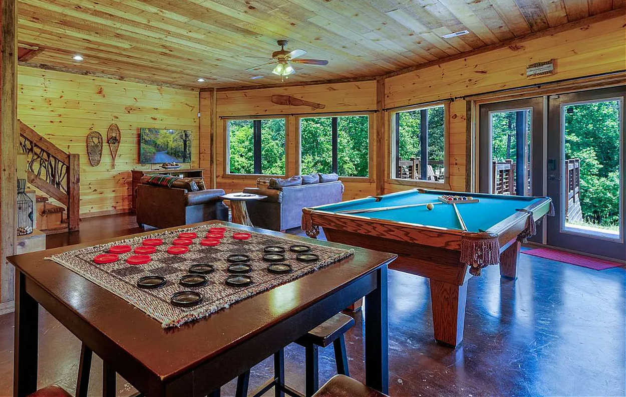 basement decor in cabin