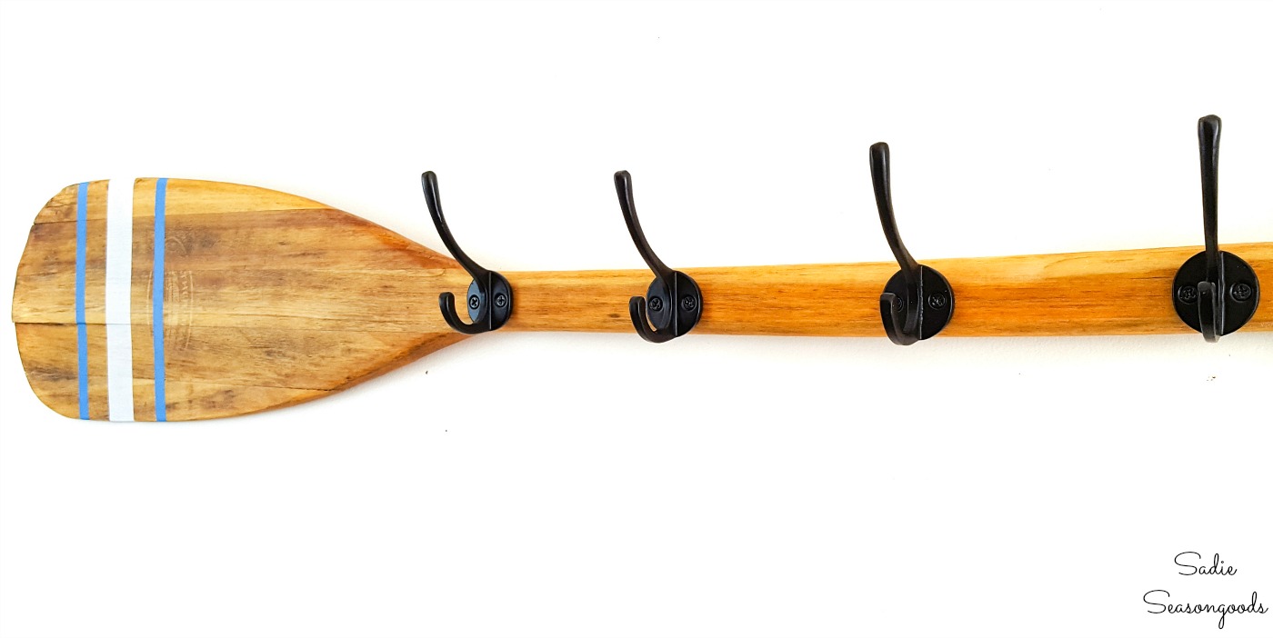 DIY rustic coat rack with a row boat oar