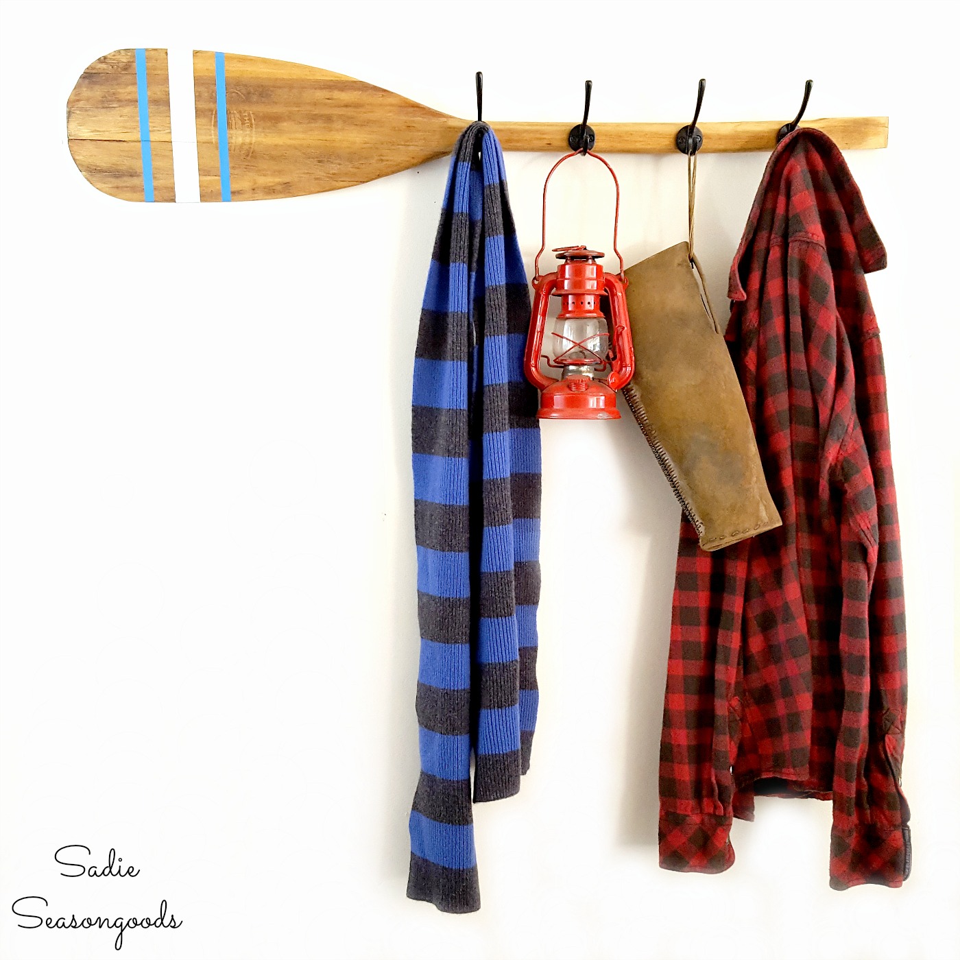 Oar Wooden Paddle As A Rustic Coat Rack And Nautical Wall Decor