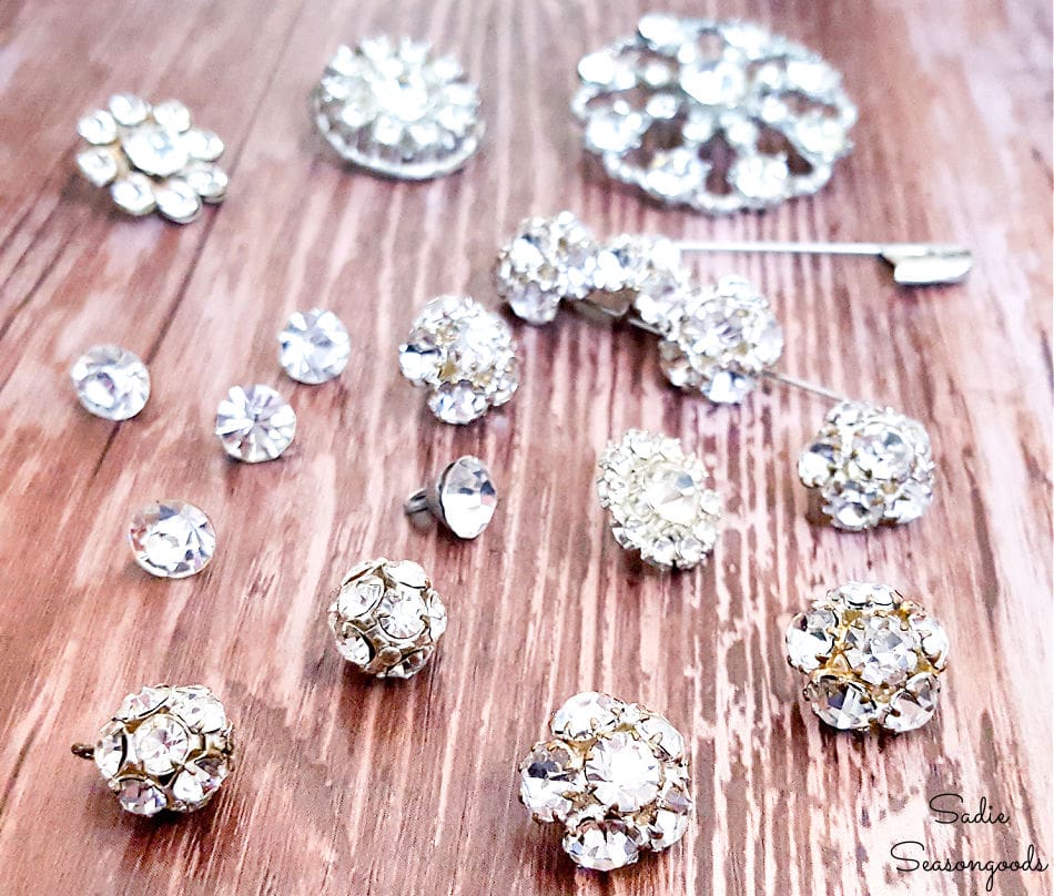 Three Vintage Rhinestone Buttons