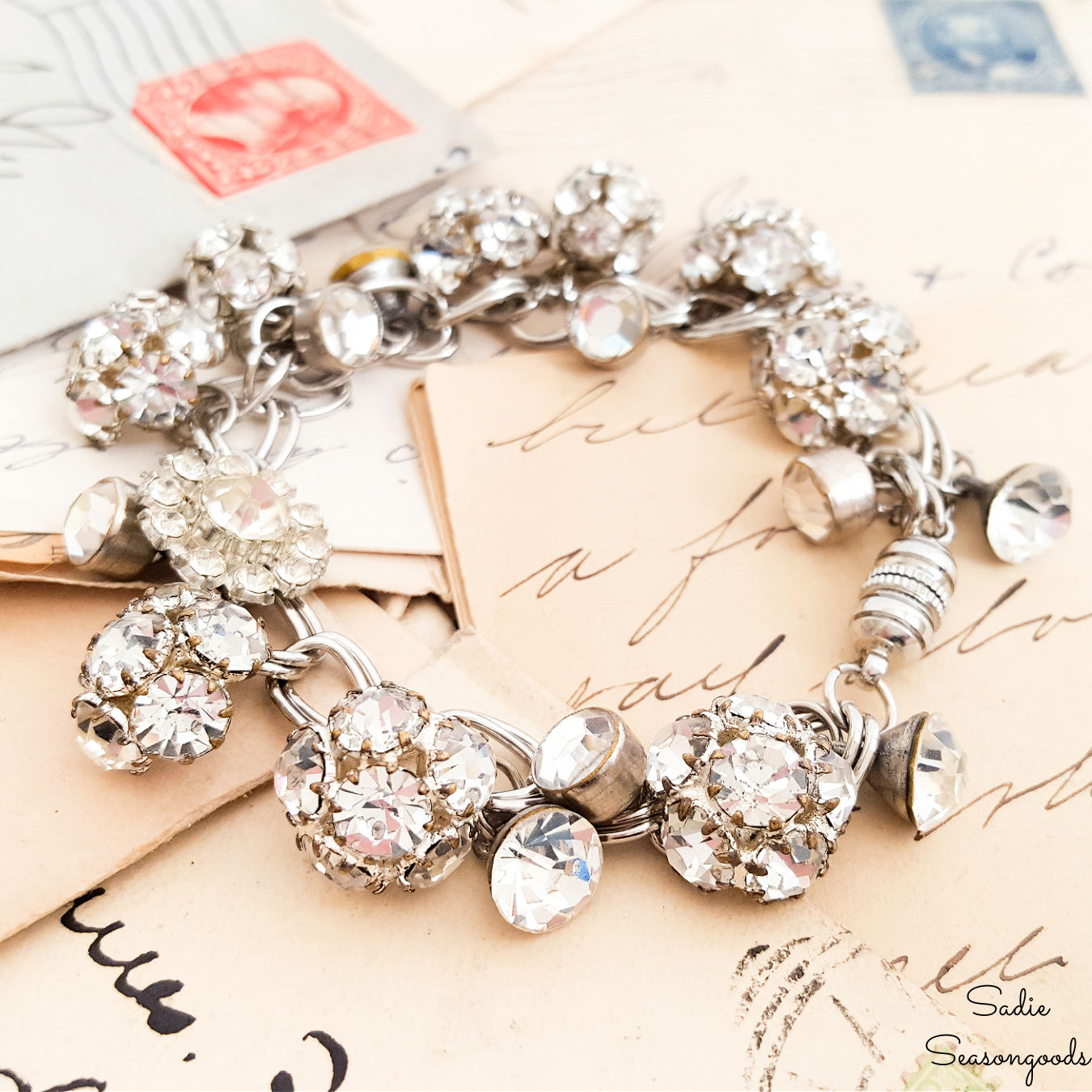 diy charm bracelets from rhinestone buttons