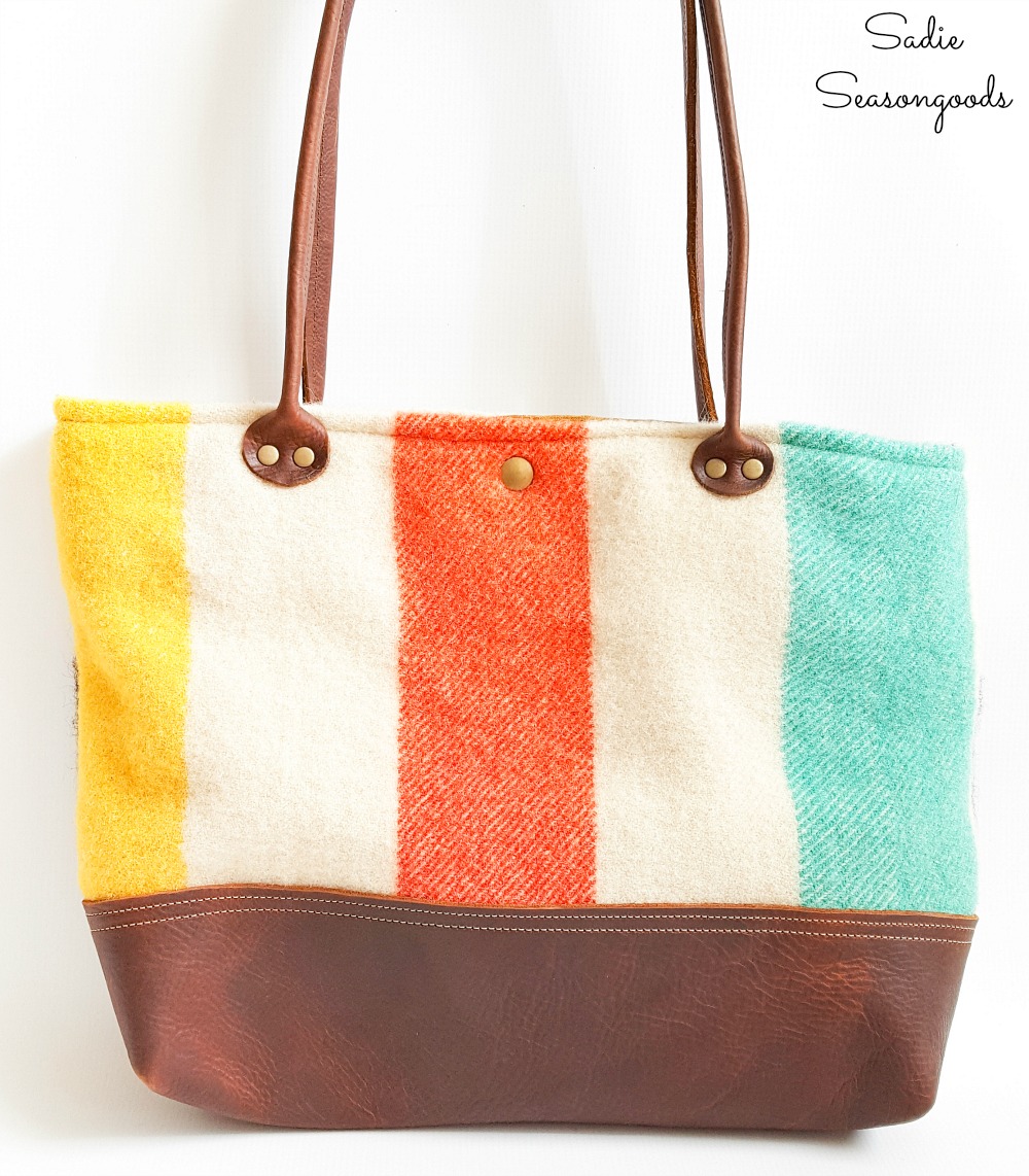 Upcycling a vintage Hudson Bay blanket as a Market Tote by Hawks and Doves