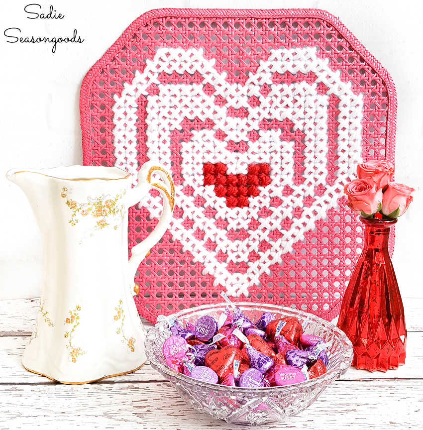 cross stitch heart for valentine's day decorations