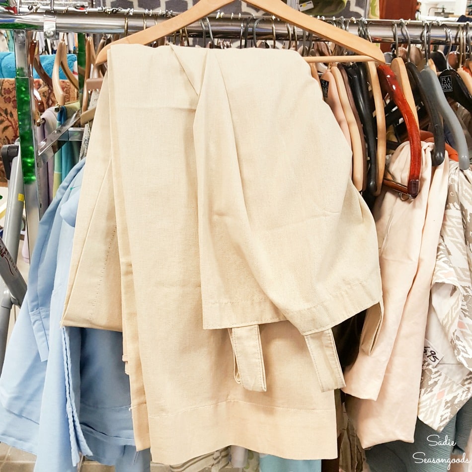 Linen curtain panel at a thrift store