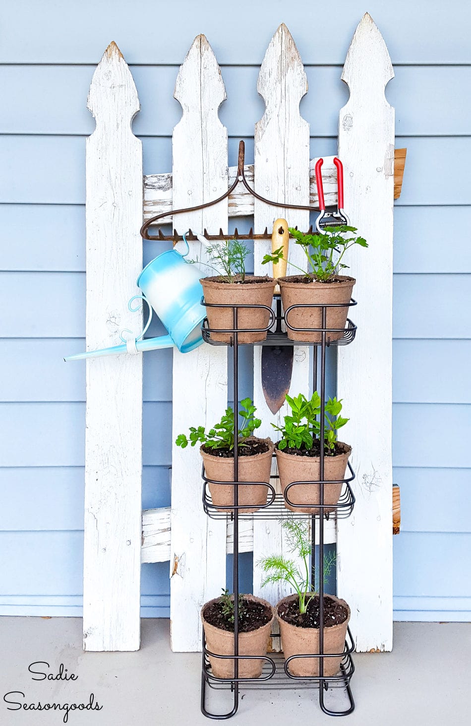 Herb Plant Stand from a Stand Up Shower Caddy