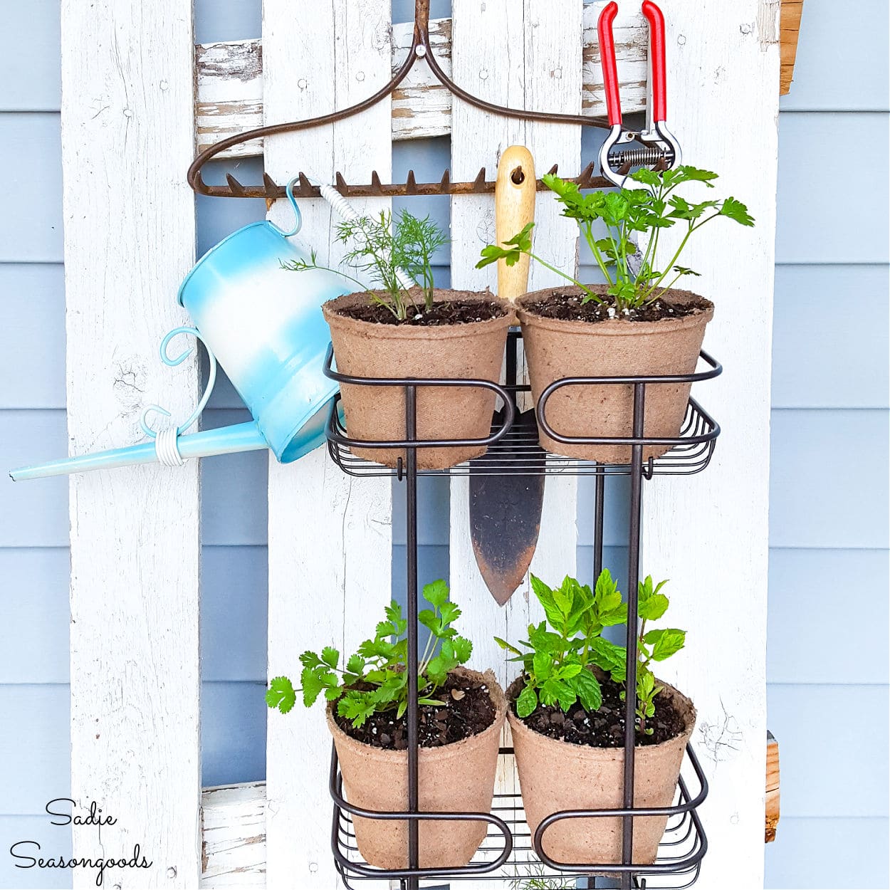 Herb Plant Stand from a Stand Up Shower Caddy