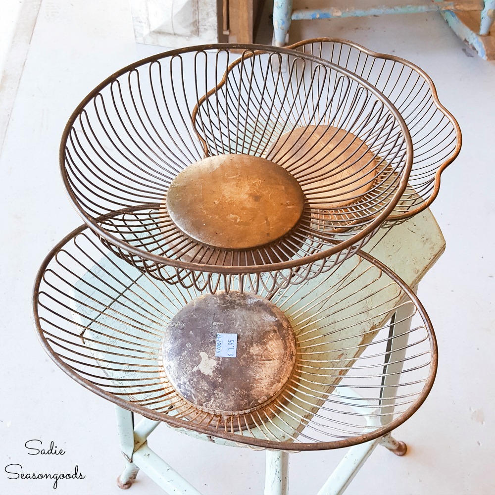 Different shapes of bread baskets for repurposing as industrial farmhouse decor