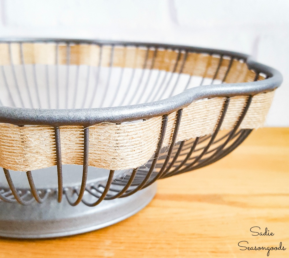 Flower wire basket with a single piece of farmhouse ribbon