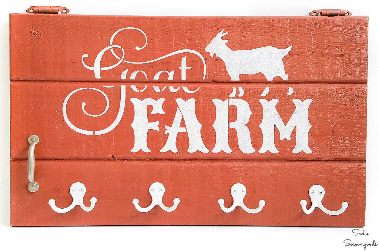 farm sign on a mini barn door