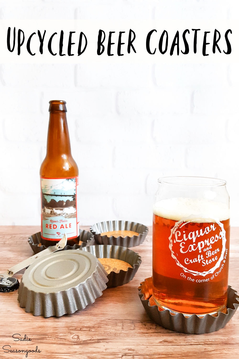 tartlet tins as bottle cap coasters