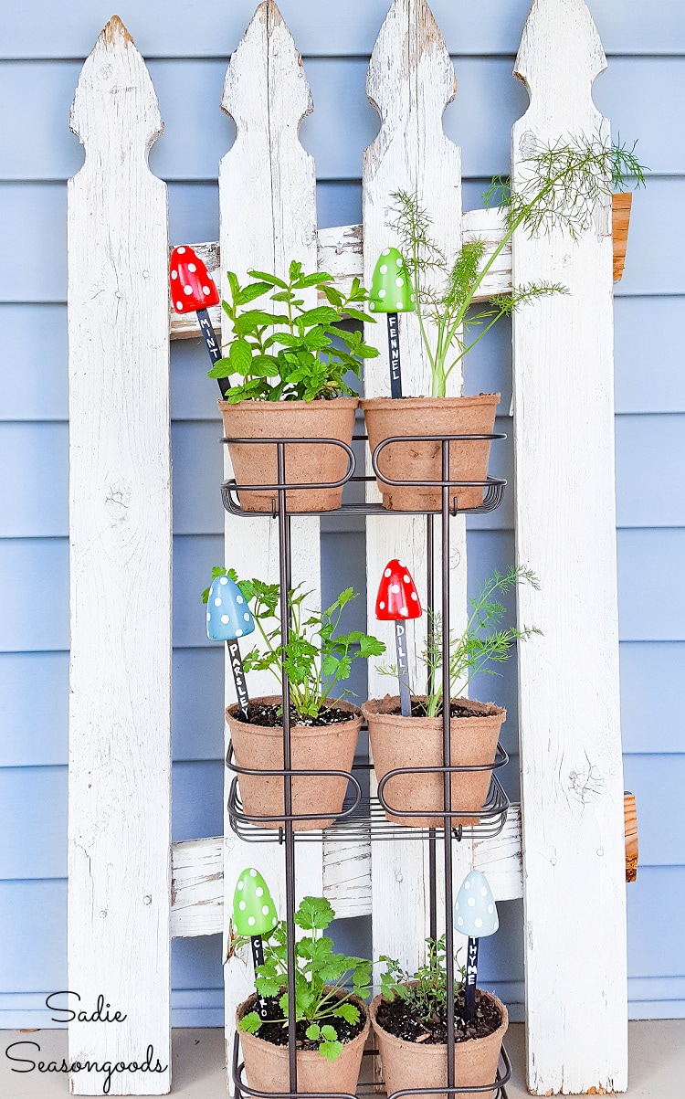 vintage shoe stretchers as diy plant markers