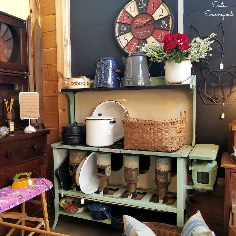Shopping in Blue Ridge GA at April's Attic for antiques and primitive decor by Sadie Seasongoods