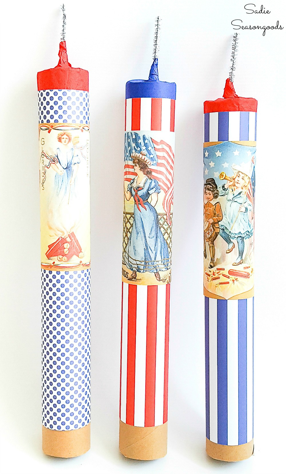 Cardboard tubes as fake firecrackers for Independence Day decorations