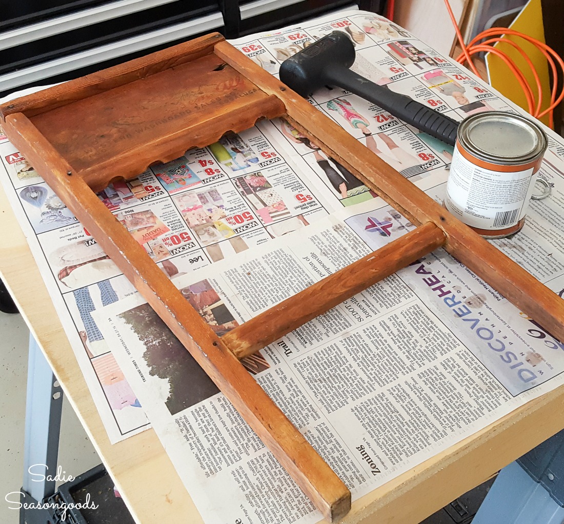 Using the butcher block oil on an antique washboard or vintage washboard