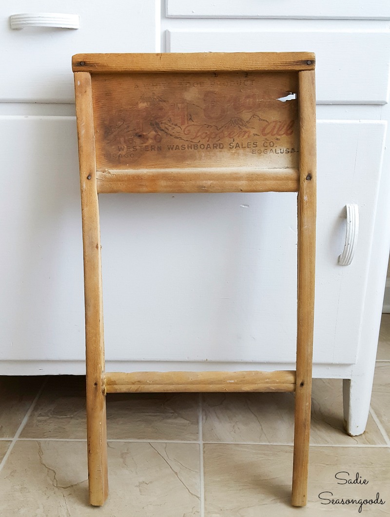 Vintage washboard that needs to be upcycled and repurposed with chicken wire