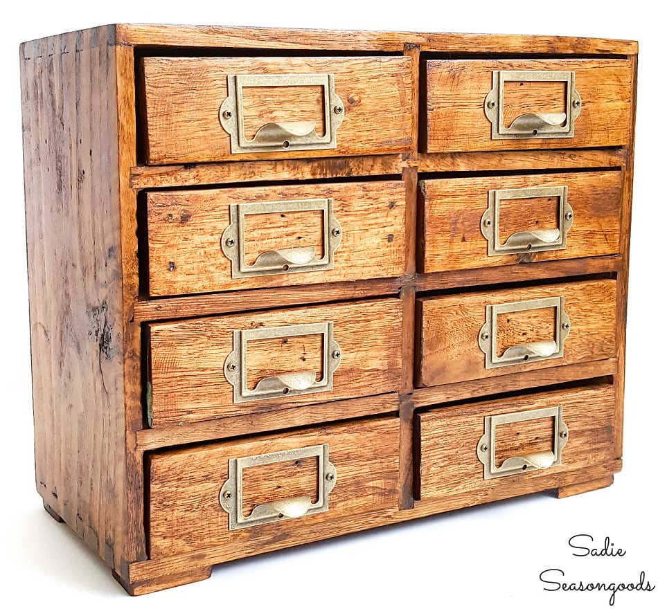 replica of a vintage library card catalog