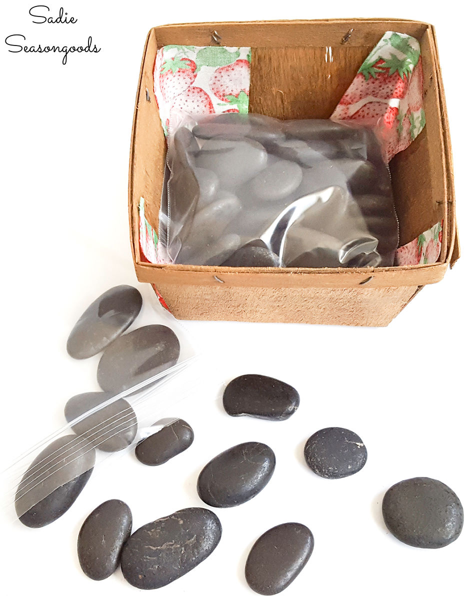 rocks as weights for kitchen bookends