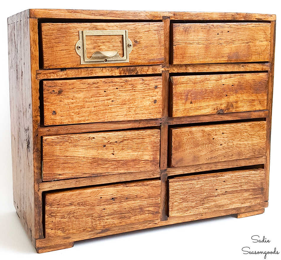 upcycled version of a wooden card catalog