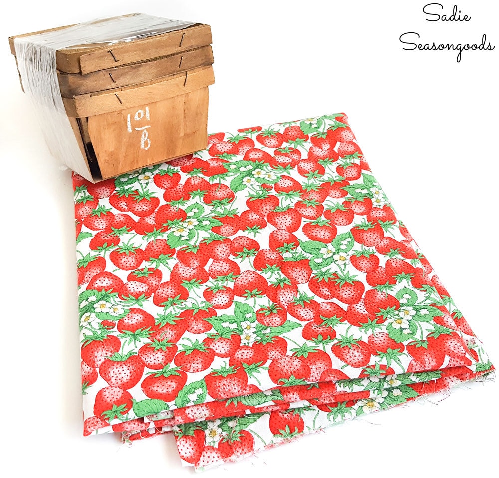 vintage fabric for strawberry decor