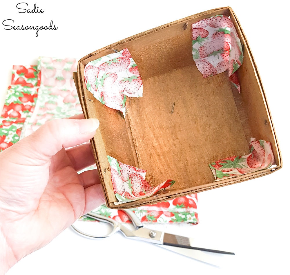 vintage fabric to cover the berry baskets