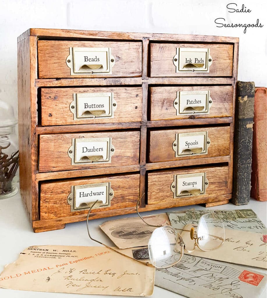 Tabletop Version of a Vintage Library Card Catalog