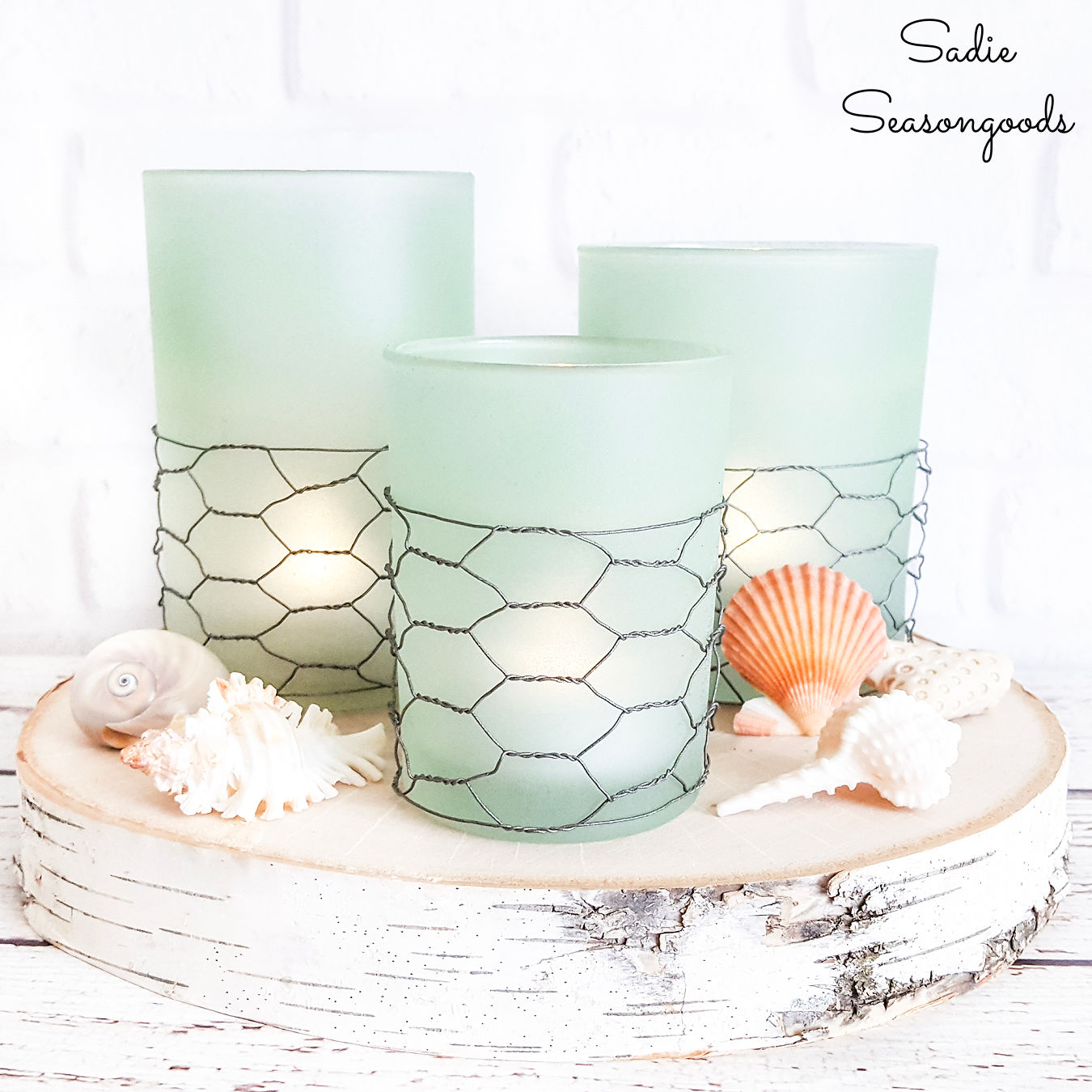 Beach Theme Glass Candle Holder