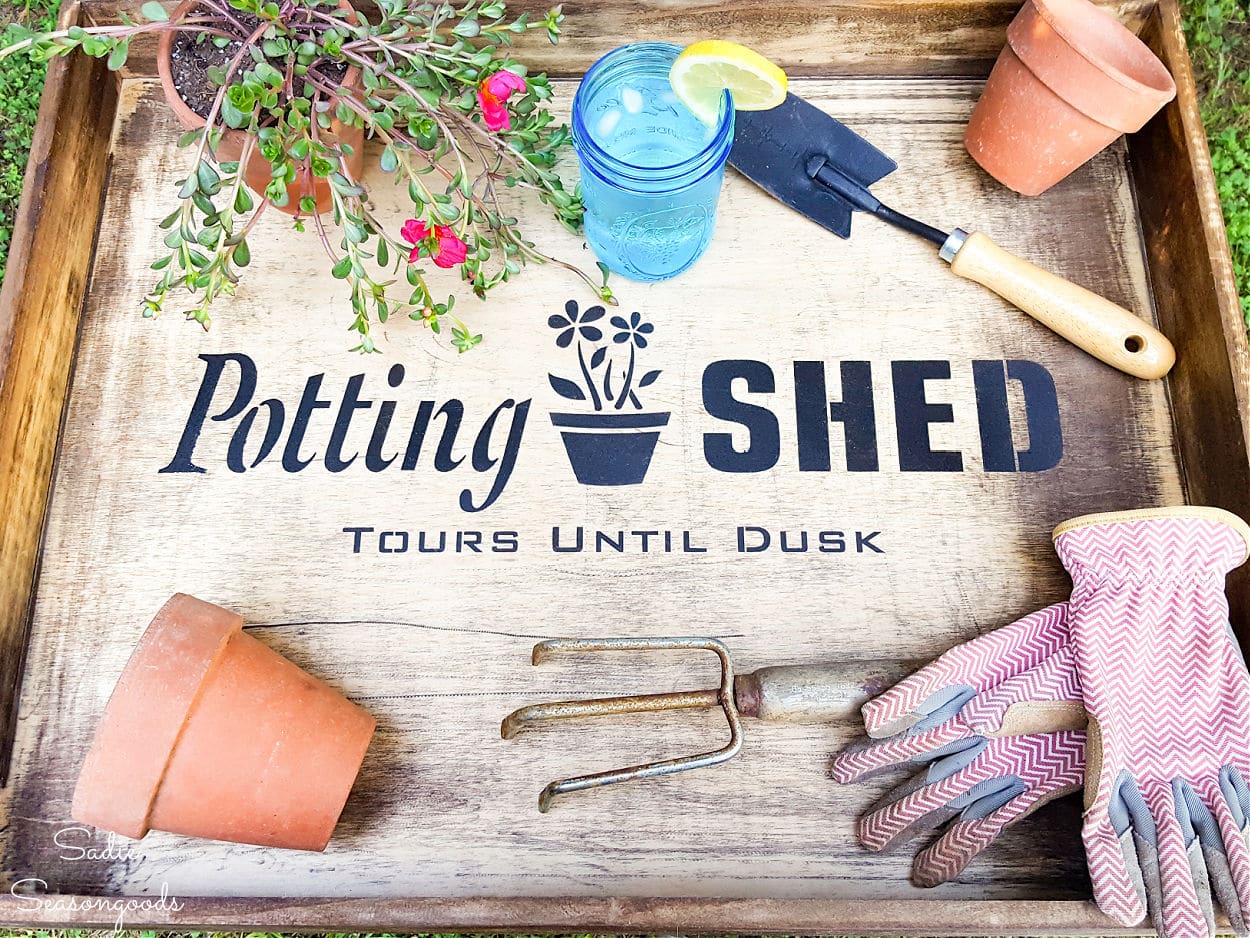 repurpose drawers as a portable potting bench