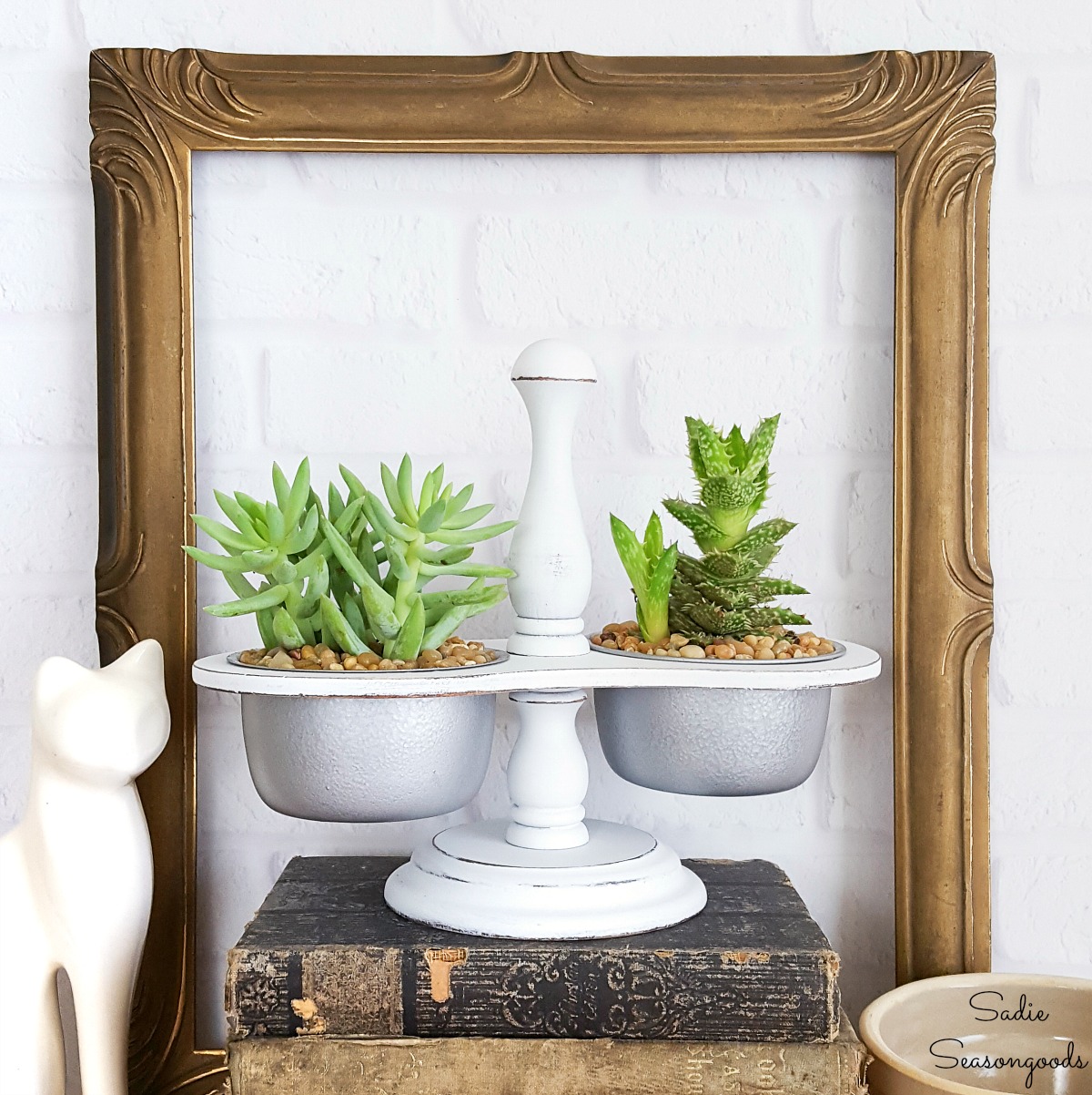 Condiment Caddy as a Farmhouse Planter for Mini Succulents