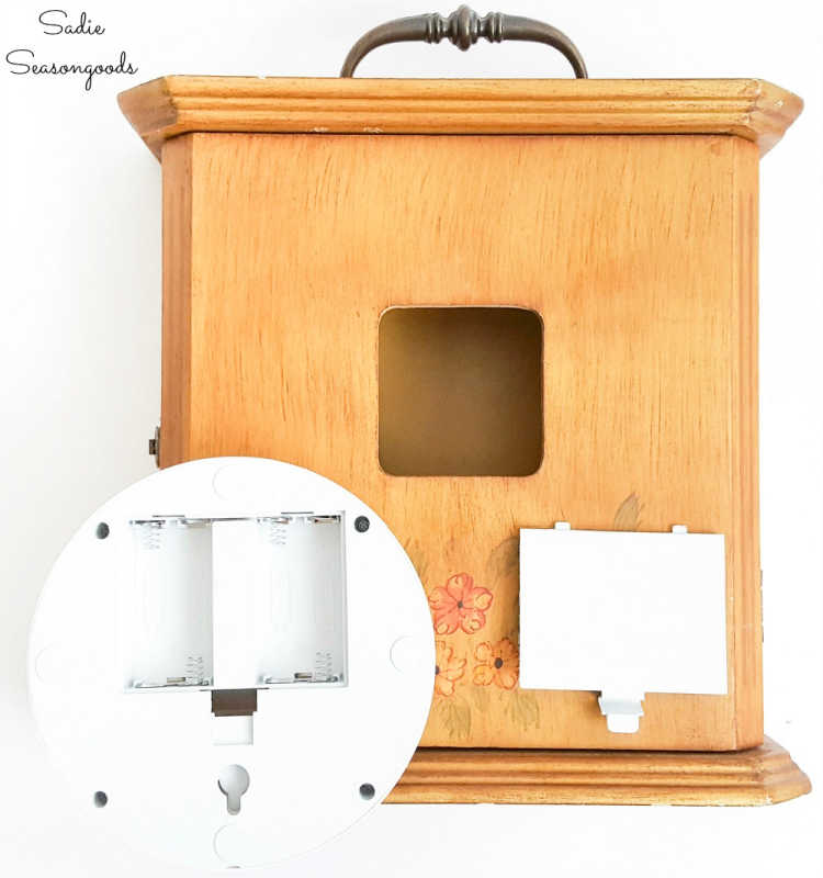 existing opening on a decorative clock box