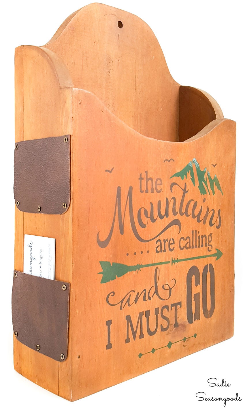 brochure holder and mountain lodge decor