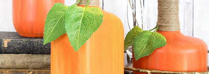 liquor bottle painting for fall pumpkin decor