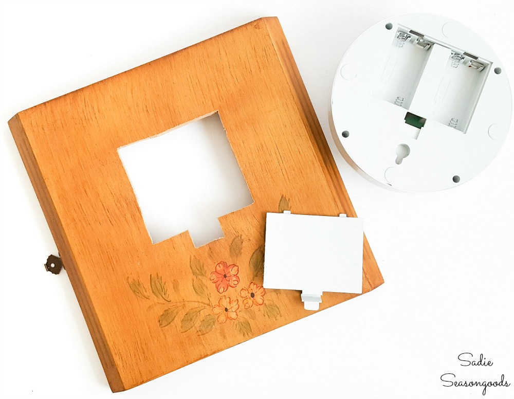 cutting a larger hole in an old clock box