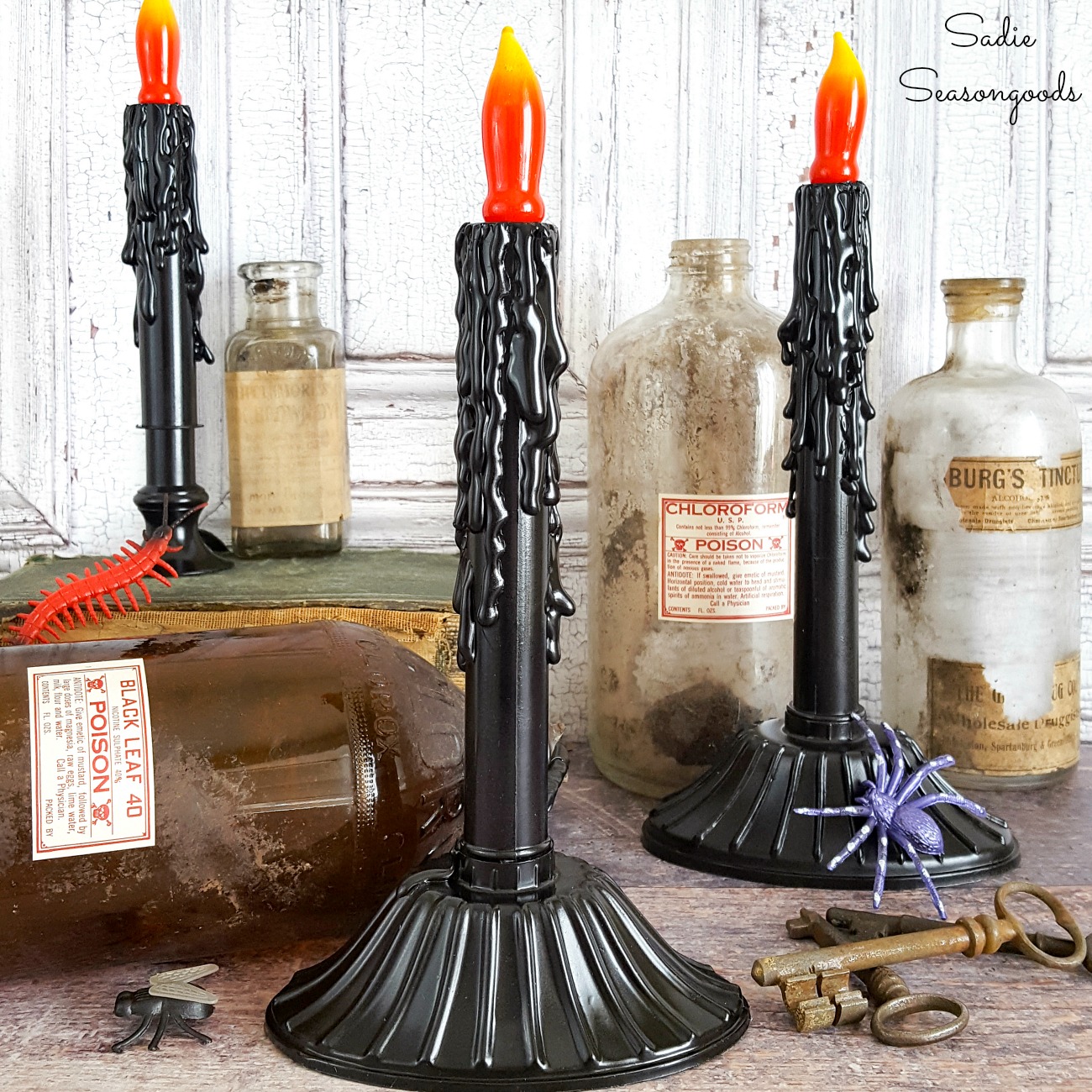 Creepy candles for Halloween from Christmas window candles